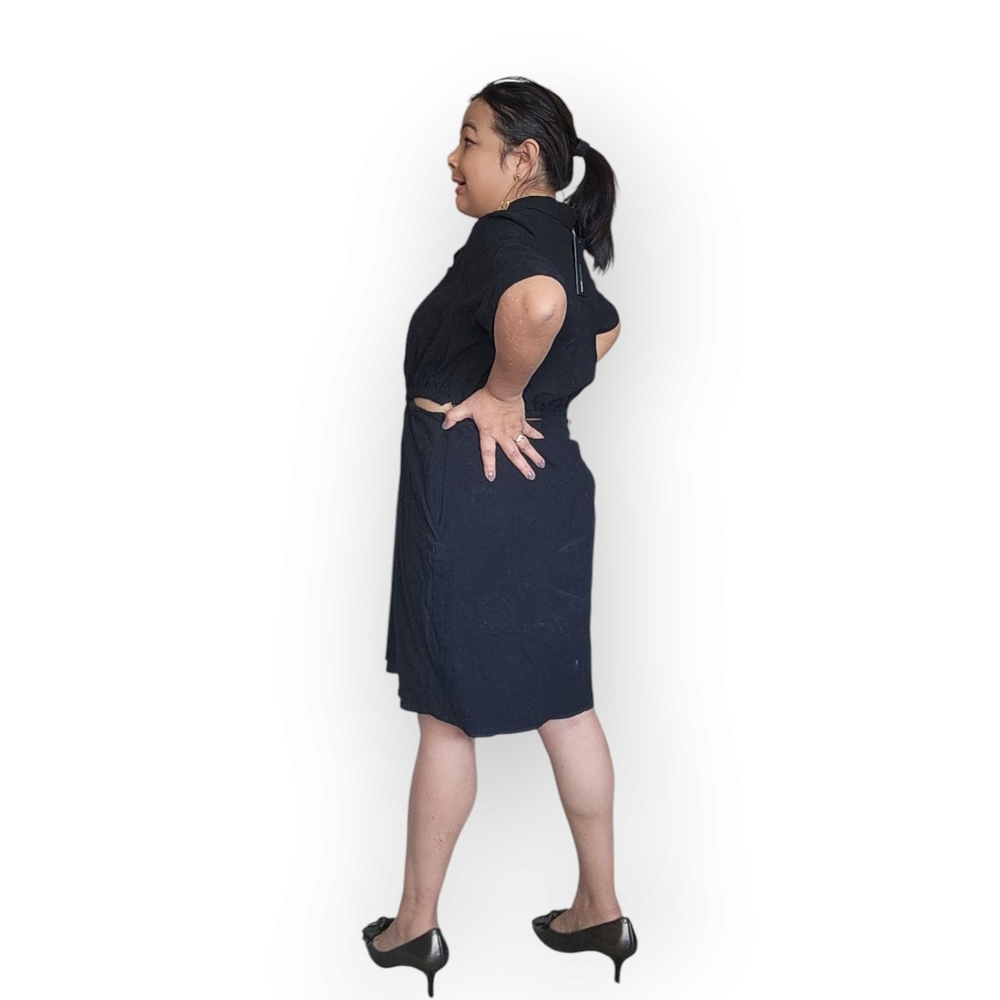 Fashion Nova Cutout Waist Shirt Dress – Collared Black Mini - Picture 11 of 16
